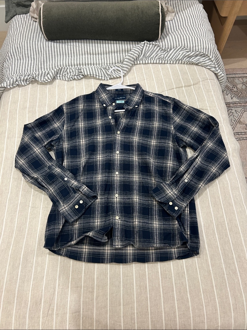 Peter Millar Navy & Cream Plaid Flannel Shirt - Japanese Flannel